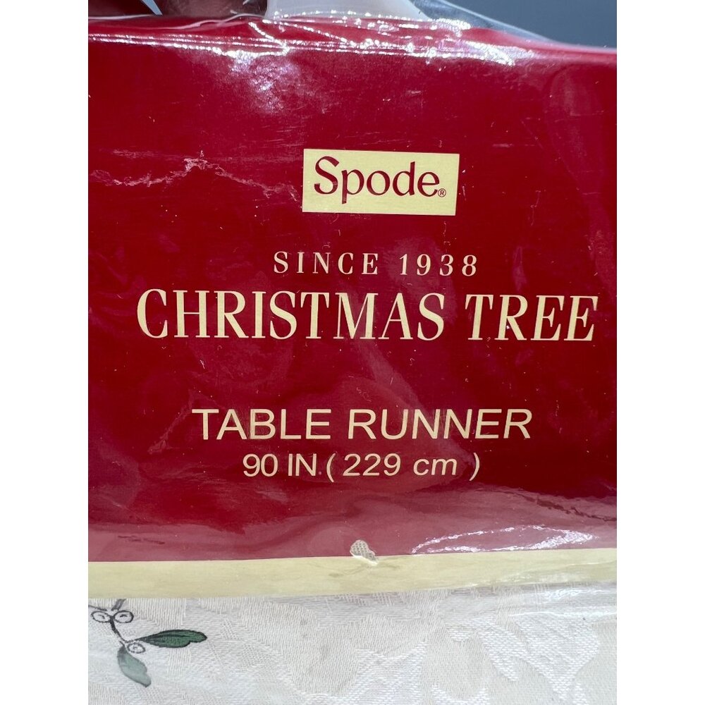 Spode Christmas Tree Table Runner 90 in Ivory & Green Fine Dining Holiday Decor - Picture 3 of 8